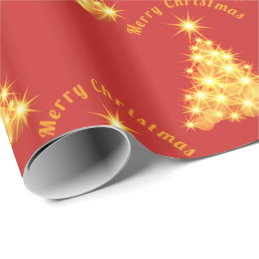 Papier Cadeau Joyeux Noël Arbre d'or Thunder_Cove (Coin rond)