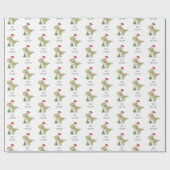 Papier Cadeau Joyeux Noël Arbre mignonne Dinosaure Santa Hat (Plat)