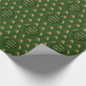 Papier Cadeau Joyeux Noël Arbre Motif Vert Faux Or Brown (Coin)