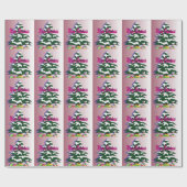 Papier Cadeau Joyeux Noël Arbre Retro saison festive (Plat)