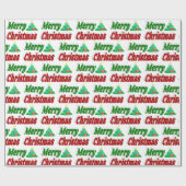 Papier Cadeau Joyeux Noël Arbre rouge vert typographie (Plat)