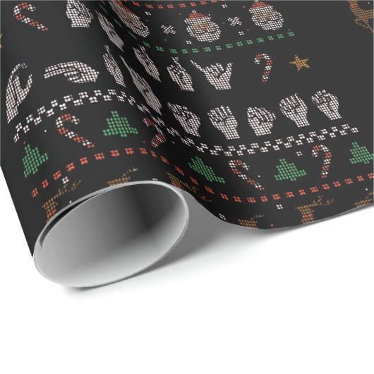 Papier Cadeau Joyeux Noël - ASL American Sign Language II (Coin rond)