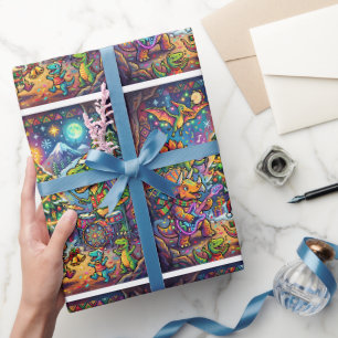 Papier Cadeau Joyeux Noël au groupe de dinosaures mignons