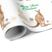Papier Cadeau Joyeux Noël australien Kangaroo (Coin rond)