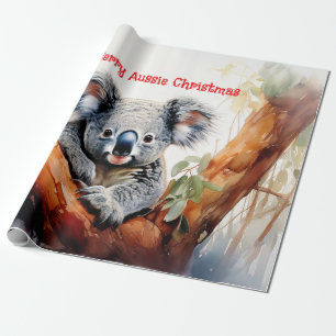 Papier Cadeau Joyeux Noël australien Koala
