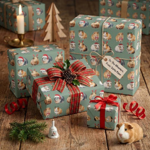 Papier Cadeau Joyeux Noël aux Cochons d'Inde Réalistes
