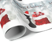 Papier Cadeau Joyeux Noël aux échecs hivernaux Père Noël (Coin rond)