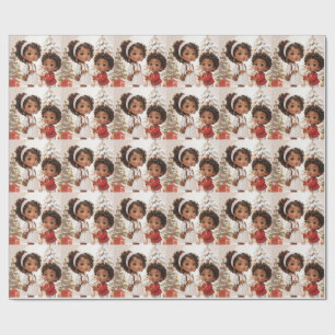 Papier Cadeau Joyeux Noël aux enfants afro-américains