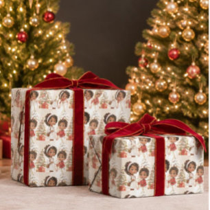 Papier Cadeau Joyeux Noël aux enfants afro-américains