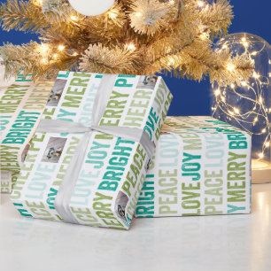 Papier Cadeau Joyeux Noël avec 1 Photo Horizontale Blanche