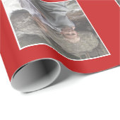 Papier Cadeau Joyeux Noël avec deux photos Carrés - rouge (Coin rond)