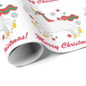 Papier Cadeau Joyeux Noël avec la licorne (Coin rond)