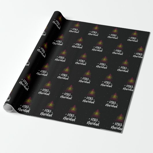Papier Cadeau Joyeux Noël avec le drapeau espagnol (Déroulé)