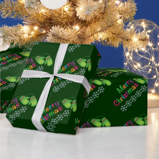 Papier Cadeau Joyeux Noël avec les mignons Mittens (Vacances)