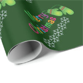 Papier Cadeau Joyeux Noël avec les mignons Mittens (Coin rond)