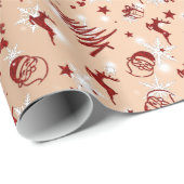 Papier Cadeau Joyeux Noël avec Père Noël et plus en or 2 (Coin rond)