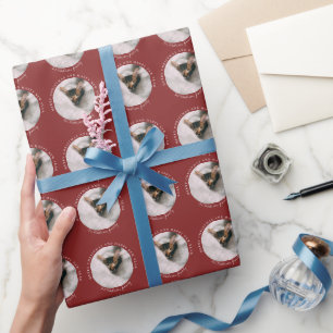 Papier Cadeau Joyeux Noël avec un cercle photo Falu rouge