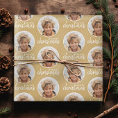 Papier Cadeau Joyeux Noël avec une photo à un cercle - or