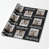 Papier Cadeau Joyeux Noël avec une photo Carré - noir (Déroulé)