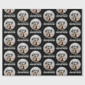 Papier Cadeau Joyeux Noël avec une photo en un cercle - noir (Plat)