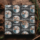 Papier Cadeau Joyeux Noël avec une photo en un cercle - noir