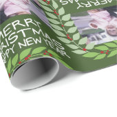 Papier Cadeau Joyeux Noël avec une photo horizontale - vert (Coin rond)