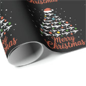 Papier Cadeau Joyeux Noël Avion Vacances Arbre (Coin rond)