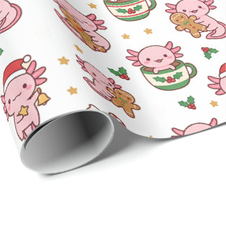 Papier Cadeau Joyeux Noël Axolotl Pain d'épice et Cacao