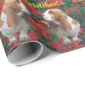 Papier Cadeau Joyeux Noël Basset Hound (Coin rond)