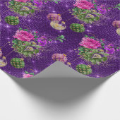 Papier Cadeau Joyeux Noël Baubles Rose or rose violet (Coin)