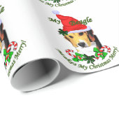 Papier Cadeau Joyeux Noël beagle (Coin rond)
