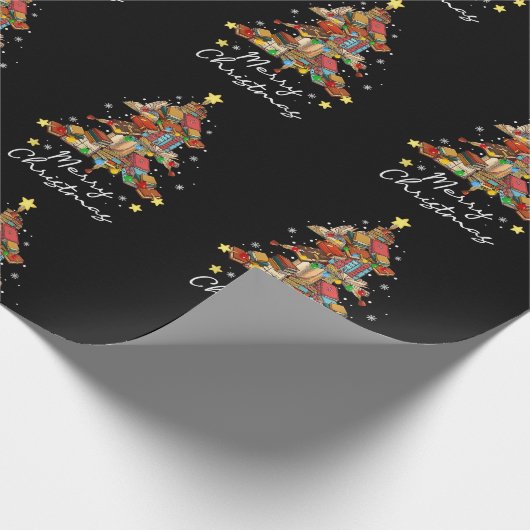 Papier Cadeau Joyeux Noël Bibliothèque Arbre Lecture Lover Li (Coin)