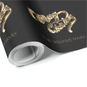 Papier Cadeau Joyeux Noël Black and Gold Look (Coin rond)