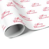 Papier Cadeau Joyeux Noël blanc rouge script mignonne jour férié (Coin rond)