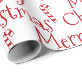 Papier Cadeau Joyeux Noël blanc sucre de canne rouge mignon mode (Coin rond)