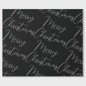 Papier Cadeau Joyeux Noël blanc texte manuscrit, noir (Plat)
