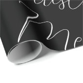 Papier Cadeau Joyeux Noël blanc texte manuscrit, noir (Coin rond)