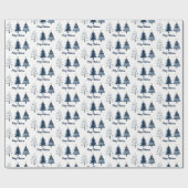 Papier Cadeau Joyeux Noël bleu et or moderne Rouleau (Plat)