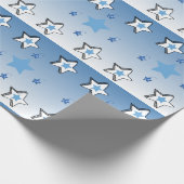 Papier Cadeau Joyeux Noël Bleu Étoiles Enveloppement Papier (Coin)