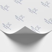 Papier Cadeau Joyeux Noël bleu flocons ajouter nom fêtes (Coin)