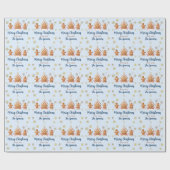 Papier Cadeau Joyeux Noël Bleu Gingerpain Maison de vacances (Plat)