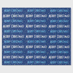 Papier Cadeau Joyeux Noël Blue Stars