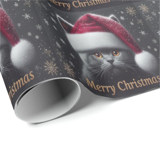 Papier Cadeau Joyeux Noël Bombay Chat, Noël Père Noël Bombay Cha (Coin rond)