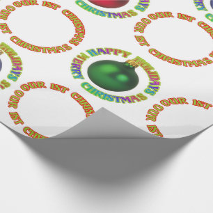 Papier Cadeau Joyeux Noël Bonnes Fêtes Notre Premier Noël
