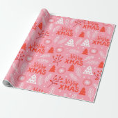 Papier Cadeau Joyeux Noël Botanique Rose-Rétro (Déroulé)