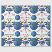 Papier Cadeau Joyeux Noël Bowling Ball Père Noël (Plat)