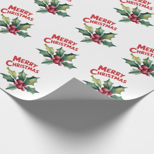 Papier Cadeau Joyeux Noël branché Holly et Motif Berries