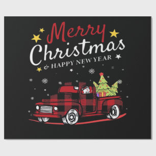 Papier Cadeau Joyeux Noël Buffalo Truck Bonhomme de Neige Arbre