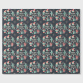 Papier Cadeau Joyeux Noël cactus en pot Santa (Plat)