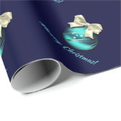 Papier Cadeau Joyeux Noël. Cadeau personnalisé Turquoise Bauble (Coin rond)